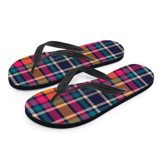 Colorful Plaid Tartan Men's Flip Flops | Newhawaiianshirts DE