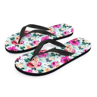 Colorful Rose Floral Men's Flip Flops | Newhawaiianshirts DE