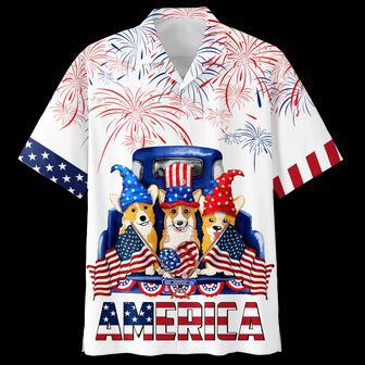 Corgi Hawaiian Shirt Full Print Independence Day, Funny Dog America On Hawaii Aloha Shirts For Dog Lovers | Newhawaiianshirts AU