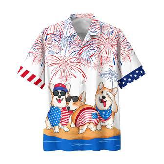 Corgi Hawaiian Shirts For Independence Day Gifts, Happy Of Jul Hawaiian Aloha Beach Shirts For Dog Lovers | Newhawaiianshirts AU