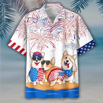 Corgi Hawaiian Shirts Independence Day Is Coming, Independence's Day Gift, Dog Lover Gifts | Newhawaiianshirts DE