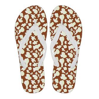 Cow Brown Pattern Print Men & Women Flip Flops | Newhawaiianshirts DE