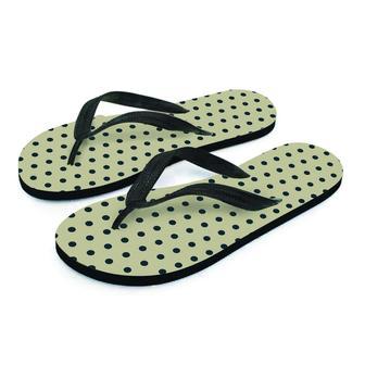 Cream And Black Polka Dot Print Men's Flip Flops | Newhawaiianshirts AU