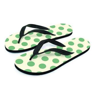 Cream And Emerald Polka Dot Men's Flip Flops | Newhawaiianshirts AU