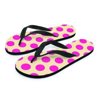 Cream And Pink Polka Dot Men's Flip Flops | Newhawaiianshirts UK