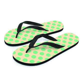 Cream And Teal Polka Dot Men's Flip Flops | Newhawaiianshirts AU