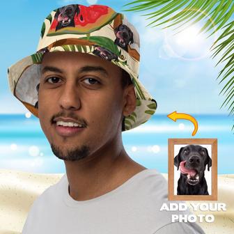 Custom Dog Photo Coconut, Watermelon Hawaiian Bucket Hat for Boyfriend, Girlfriend | Newhawaiianshirts