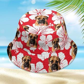 Custom Dog Photo, Pet Photo Hawaiian Bloom Red Bucket Hat for Dog Mom, Dog Cat, Hat for Men, Women | Newhawaiianshirts DE