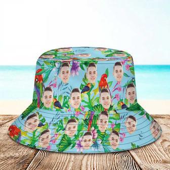 Custom Face Hat Tropical Flower Print Hawaiian Bucket Hat for Men, Women | Newhawaiianshirts DE