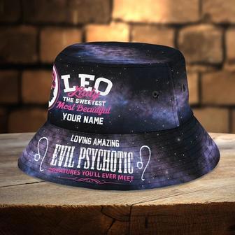 Custom Leo Lady Evil Psychotic Bucket Hat for Women, Girl Summer Hat | Newhawaiianshirts CA