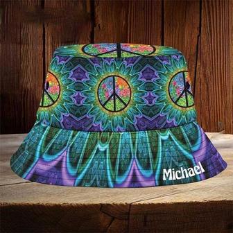 Custom Name Art Of Peace Sign Pattern Bucket Hat Happy International Peace Day Gift Bucket Hat | Newhawaiianshirts