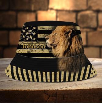 Custom Name Lion King, Lion Queen Bucket Hat for Men, Women US Flag Hat | Newhawaiianshirts DE