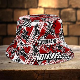 Custom Name Motocross Bucket Hat for Men, Husband Motocross Cool Hats for Him | Newhawaiianshirts UK