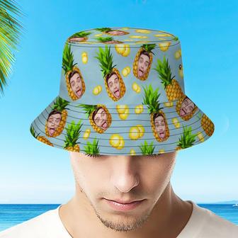 Custom Photo Face, Funny Pineapple Bucket Hat Hawaiian Hat for Men, Women | Newhawaiianshirts