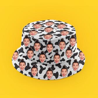 Custom Unisex Bucket Hat with your Face Cow Print Bucket Hat for Cow Lovers, Men, Women | Newhawaiianshirts CA