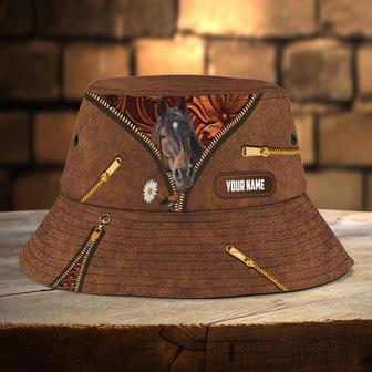 Customized Color Horse Bucket Hat Leather Pattern For Farmers, Husband, Girl Horse Bucket Hat for Son, Mom | Newhawaiianshirts AU