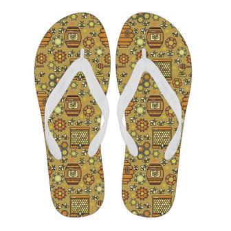 Cute Bee Honey Gifts Pattern Print Men & Women Flip Flops | Newhawaiianshirts DE