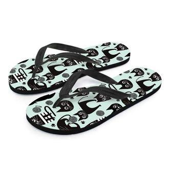 Cute Black Cat Print Men's Flip Flops | Newhawaiianshirts AU