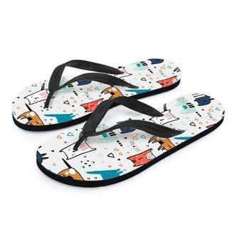 Cute Cartoon Doodle Cat Print Men's Flip Flops | Newhawaiianshirts DE