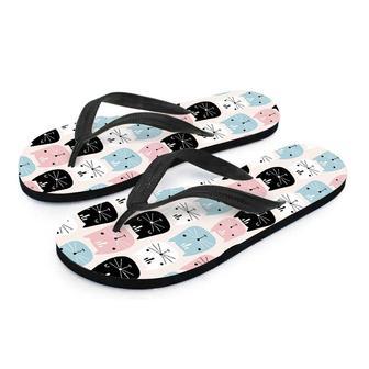 Cute Cat Face Print Men's Flip Flops | Newhawaiianshirts CA