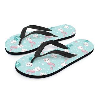 Cute Cat Mermaid Print Men's Flip Flops | Newhawaiianshirts CA