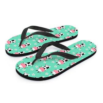 Cute Cow Floral Print Men's Flip Flops | Newhawaiianshirts DE