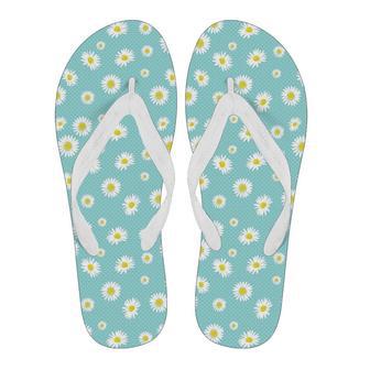 Cute Daisy Polkadot Pattern Print Men & Women Flip Flops | Newhawaiianshirts CA