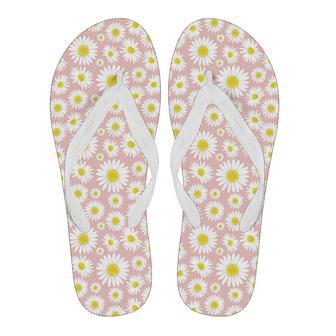 Cute Pink Daisy Pattern Print Men & Women Flip Flops | Newhawaiianshirts CA