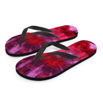 Dark Red Tie Dye Men's Flip Flops | Newhawaiianshirts DE