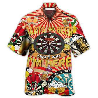 Darts And Beer That's Why I'm Here Hawaiian Shirt, Printed Dart Hawaii Shirt, Dart Gift | Newhawaiianshirts CA