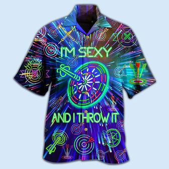 Darts I'm Sexy And I Throw It Hawaiian Shirt, Dart Neon Sign Bright Royal, Dart Hawaiian Shirt | Newhawaiianshirts AU