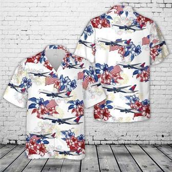 Delta Airlines 767 Of July Hawaiian Shirt, Happy Independence Day Beach Hawaii Shirt | Newhawaiianshirts AU