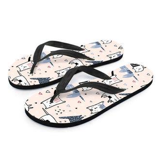 Doodle Cat Print Men's Flip Flops | Newhawaiianshirts AU