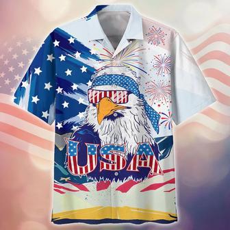 Eagle Usa Independence Day Hawaiian Shirt To My Husband, Patriotic Hawaii Shirt For My Dad Of Jul Hawaii Shirt | Newhawaiianshirts AU