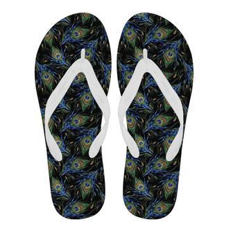 Feather Peacock Pattern Print Men & Women Flip Flops | Newhawaiianshirts