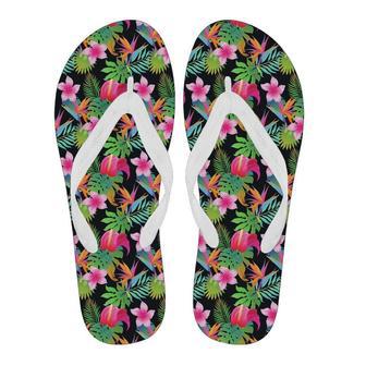 Floral Tropical Hawaiian Flower Hibiscus Palm Leaves Pattern Print Men & Women Flip Flops | Newhawaiianshirts AU