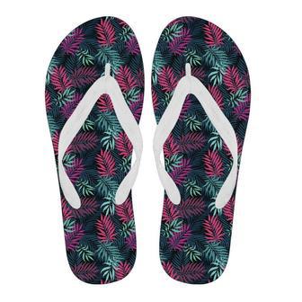 Floral Tropical Hawaiian Palm Leaves Pattern Print Men & Women Flip Flops | Newhawaiianshirts CA