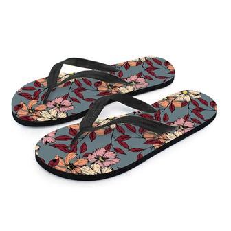 Flower Print Men's Flip Flops | Newhawaiianshirts DE