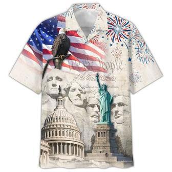 Full Printed Eagle President Flag Hawaiian Shirt, July Shirt for USA people | Newhawaiianshirts AU