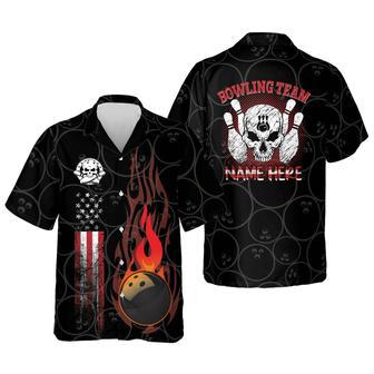 Funny Flame Skull Bowling Team Button-Down Short Sleeve, Skull Bowling Hawaiian Shirt | Newhawaiianshirts AU