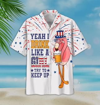 Funny Flamingo Aloha Hawaiian Shirt, Flamingo Drinking Beer Aloha Shirt, Independence Day Gifts | Newhawaiianshirts AU