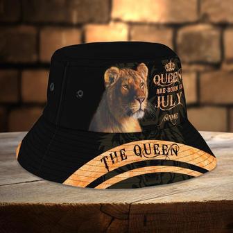 Funny Lion Queen Bucket Hat, Queen Are Born In July Custom Month Lion Hat for Women | Newhawaiianshirts AU