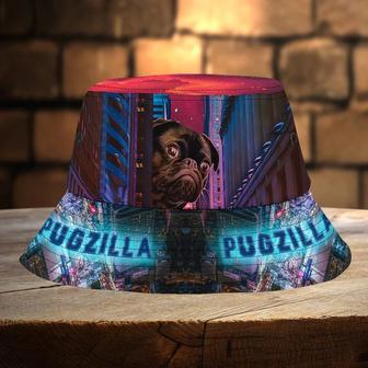 Funny Pug Bucket Hat for Men, Women, Pugzilla Custom Name Pug Hats | Newhawaiianshirts AU