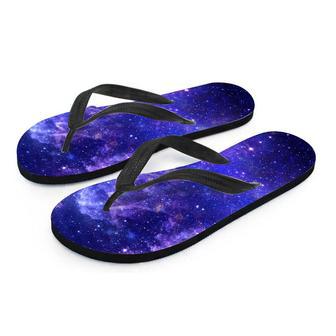 Galaxy Blue Space Men's Flip Flops | Newhawaiianshirts AU