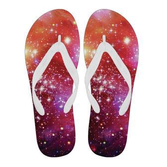 Galaxy Red Stardust Space Print Men & Women Flip Flops | Newhawaiianshirts DE