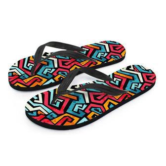 Geometric Graffiti Psychedelic Men's Flip Flops | Newhawaiianshirts