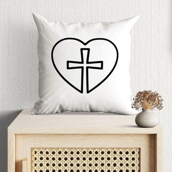 Gift For Christian - Cross And Heart Christian Pillow - Heart Pillow , Home Decoration - Monsterry UK