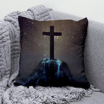 Gift For Christian - Cross On The Hill Christian Pillow, Night Sky - Home Decoration , Jesus Pillow - Monsterry CA