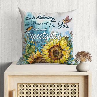 Gift For Christian - Sun Flower Pillow Each Morning I Bring My Requests To You Psalm 5:3 Bible Verse Pillow - Home Decoration , Jesus Pillow - Monsterry UK