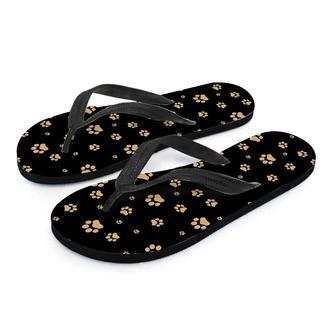 Gold Footprint Paw Men's Flip Flops | Newhawaiianshirts UK